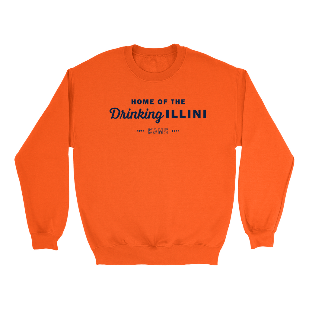 KAMS Drinking Illini Crewneck Sweatshirt Orange